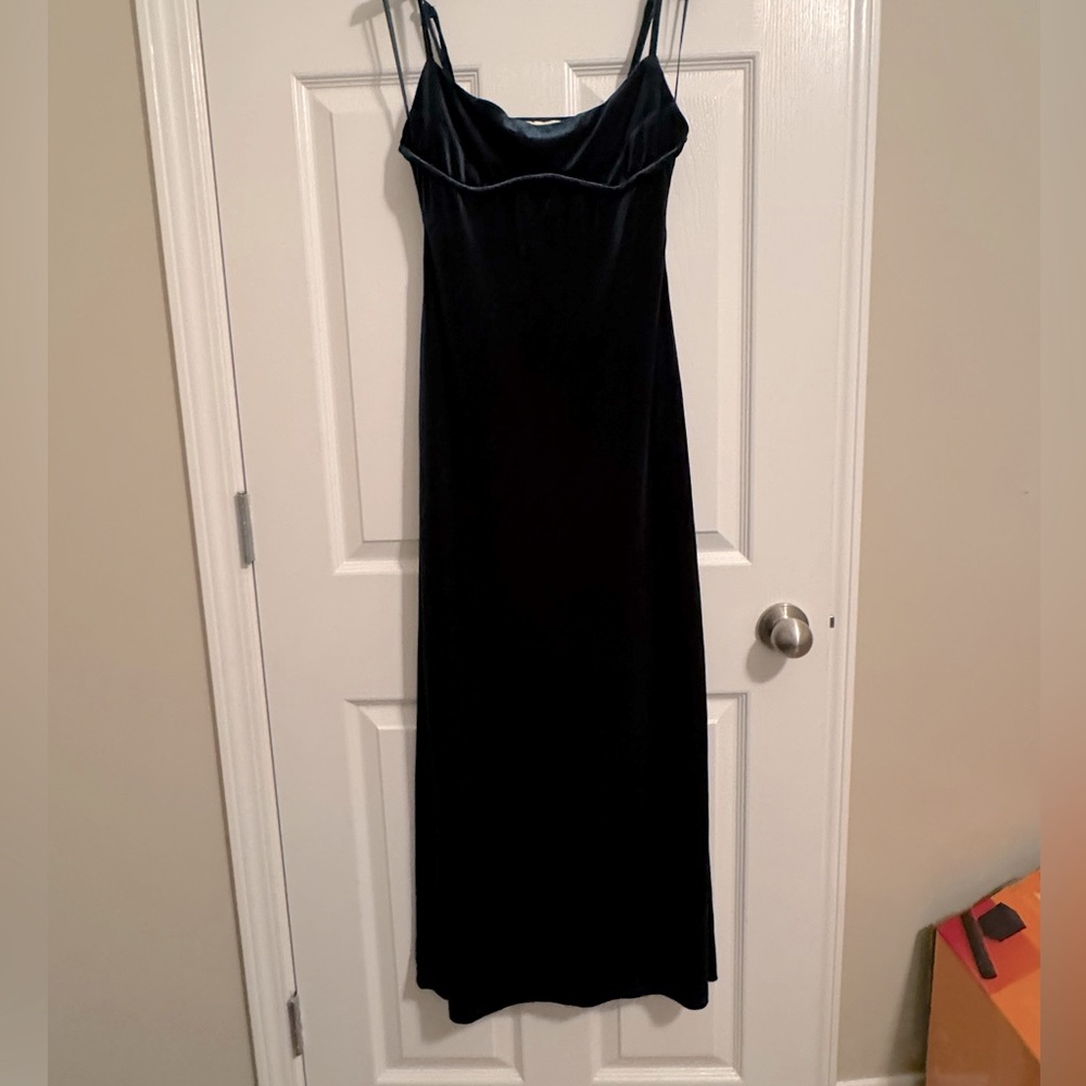 Velvet Teal Ankle Length Dress